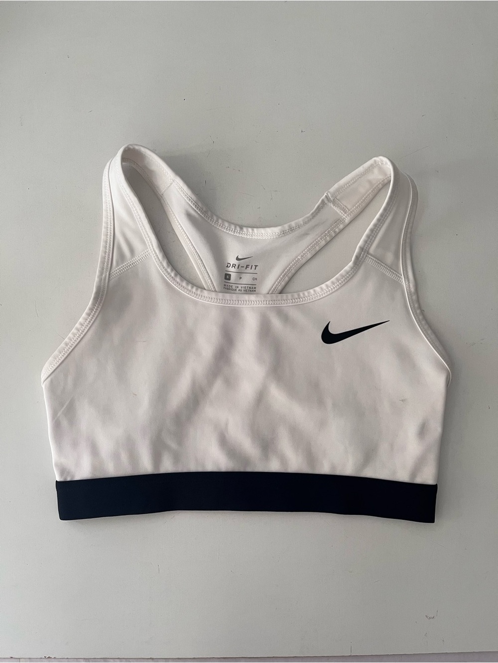 Nike White and Black Racerback Sports Bra